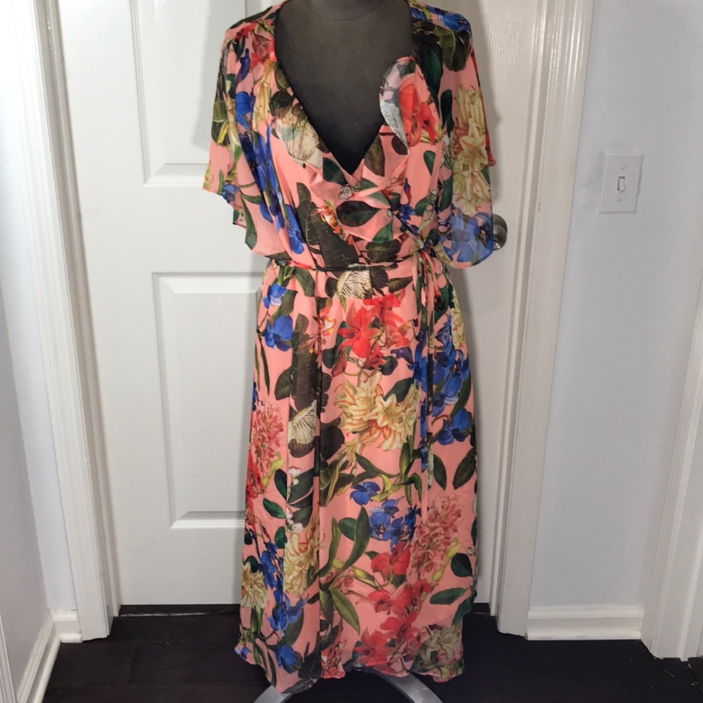 NWT Gibson Latimer Floral Hi-Lo Wrap Dress Size 2X